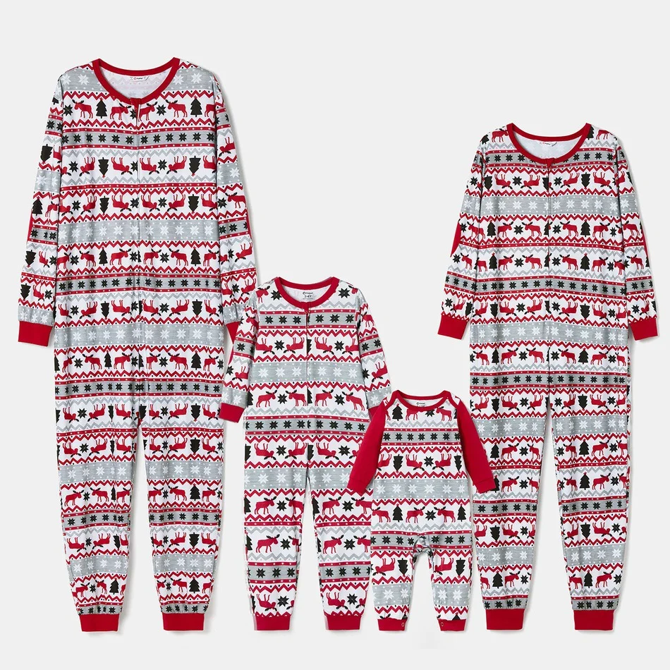 
Winter Christmas Moose Family Matching Clothes Pajamas Set 2021 New Year Costume Kids Christmas Pajamas Children Sleepwear 