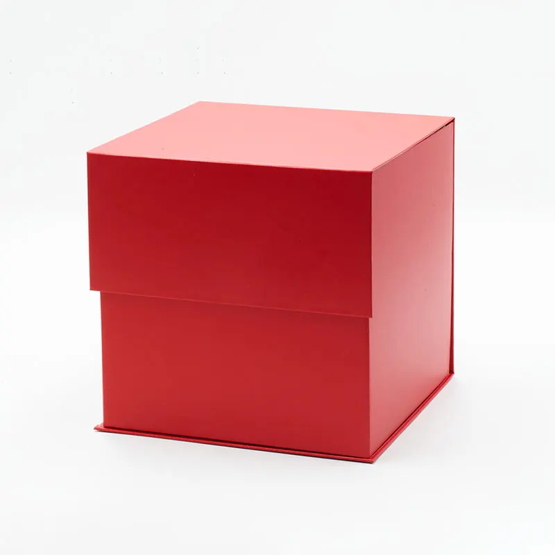 Bulk fancy red color products packaging rigid magnetic lid present box with ribbon