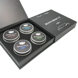 For Mens beard balm kit set sandalwood vanilla scent cream custom packaging organic private label beard balm