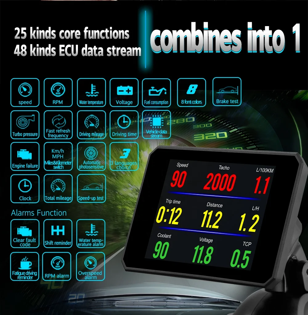 Бортовой компьютер P16 OBD головой вверх дисплей Автомобильный цифровой OBD вождения дисплей спидометр