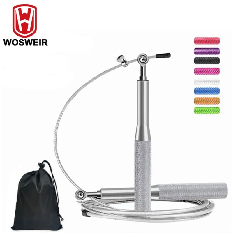 WOSWEIR профессиональное оборудование для тренировки фитнеса 17 мм стальной трос Скакалка домашних упражнений бокс
