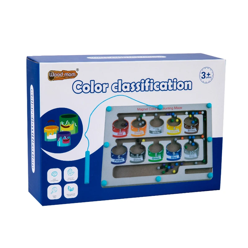 Montessori Wooden Color Number Magnet Maze Puzzle Matching Game Board Learn Early Educational Toys For Kids Boys Girls Wholesale