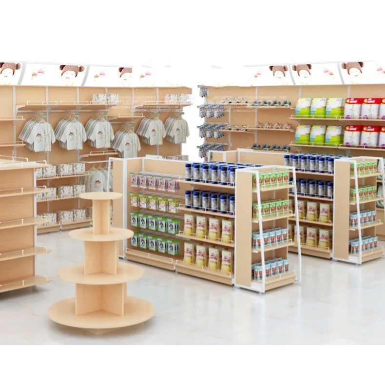 Meicheng Supermarket Store Shelf Convenience Store Gondola Rack Display Wooden Groceries Shelves