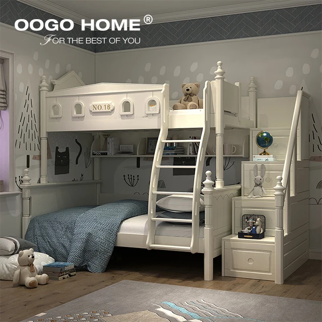 
Rustic Style Kids Solid Wood Bunk Beds High Quality Children Furniture Sets 