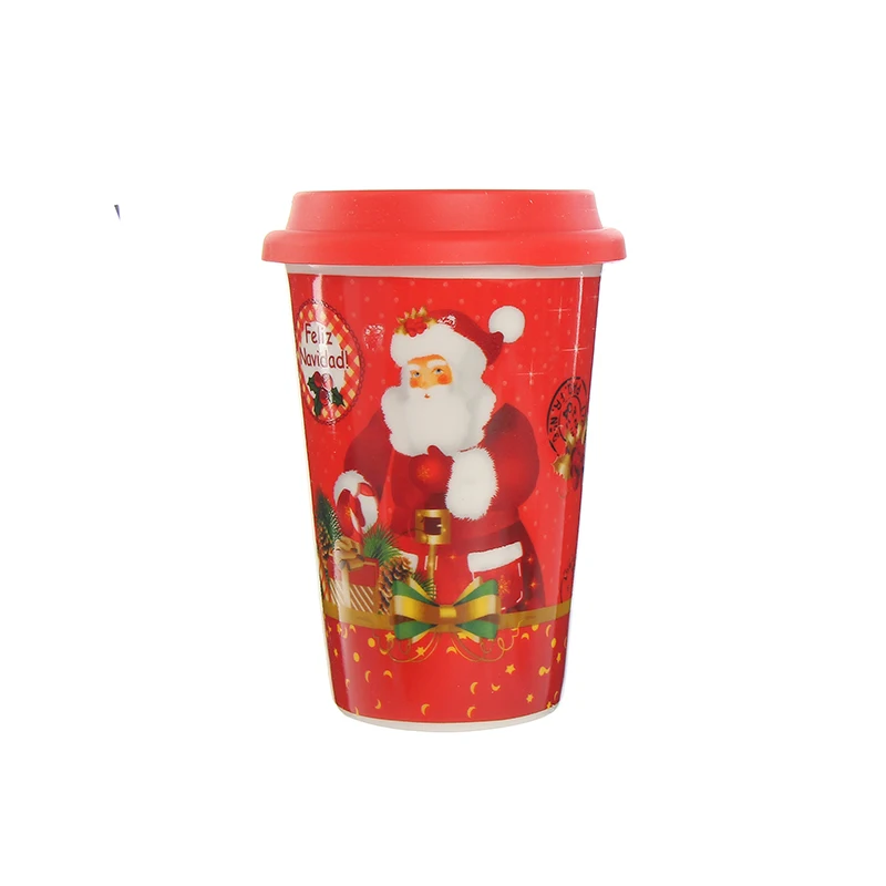 2023 Red Christmas Santa Coffee Cup Christmas Ceramic Art Mug Drinking Mug with gift box