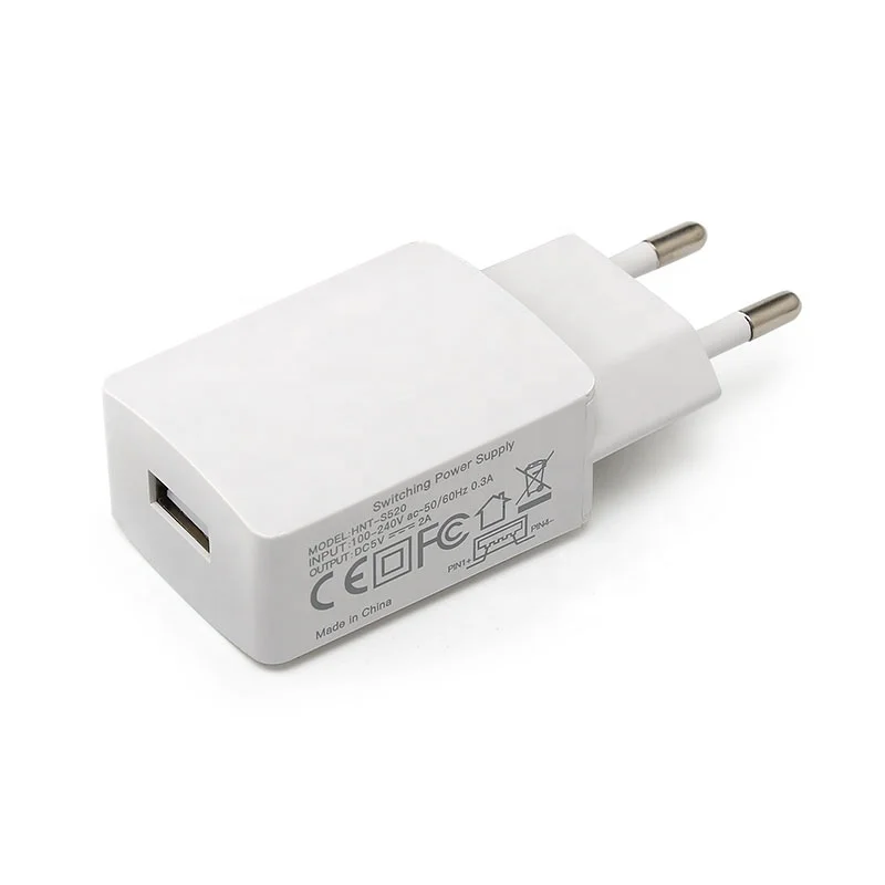Portable plug in connecter 5V 2A US UK AU EU plug USB power adapter with FCC ROHS
