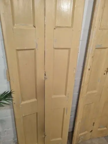 Vintage French Wooden Pine Bi folding Window Door Shutters Screen Room Divider
