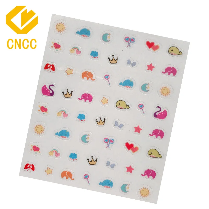 Hot Selling PVC Nail Decor Self Adhesive Kids Nail Foil Sheet Sticker Cartoon Letter Girls Nail Sticker