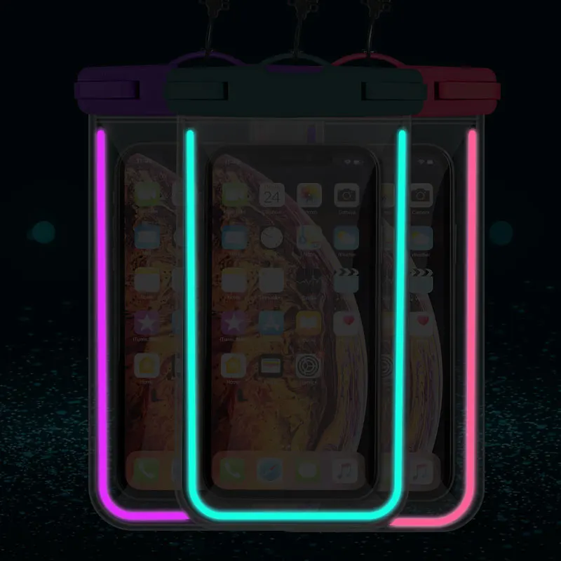 Wholesale Hot Selling Cell Phone Pouch Luminous PVC Waterproof Mobile Phone Case Bag For Samsung