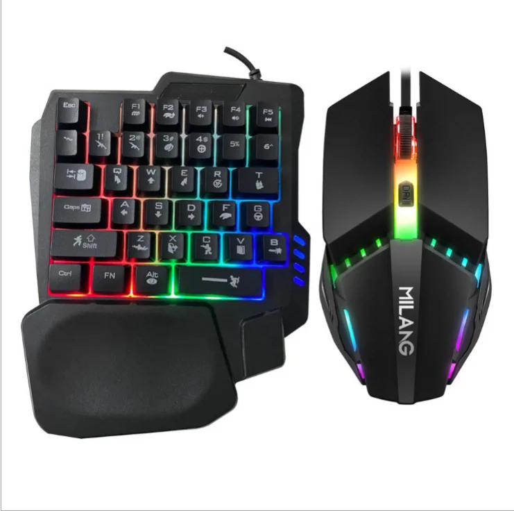 Mi  lang T8 Handed Glowing Gaming Keyboard Eat Chicken Keyboard Connected to Mobile Phone Sharpshooter Throne Left One-Handed Ke