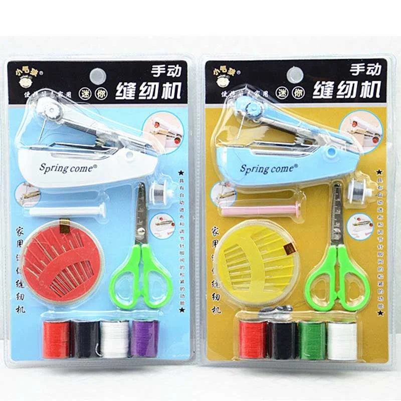 Manual Hand Held Sewing Machine Kit Portable Mini Hand Stitch Household Domestic Embroidery Hand Operated Sewing Set for Sale