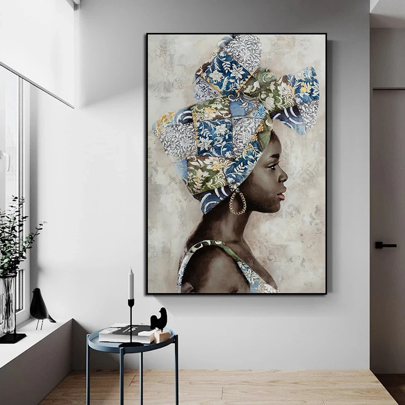 African Graffiti black Indian woman portrait Wall Art Pictures Oil Painting For Home Decor Cuadros Living Room Decoration Canvas