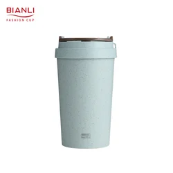 High Quality 380ml Custom Wheat Straw Material Portable Reusable Nordic Cup Double Walled Coffee Mug