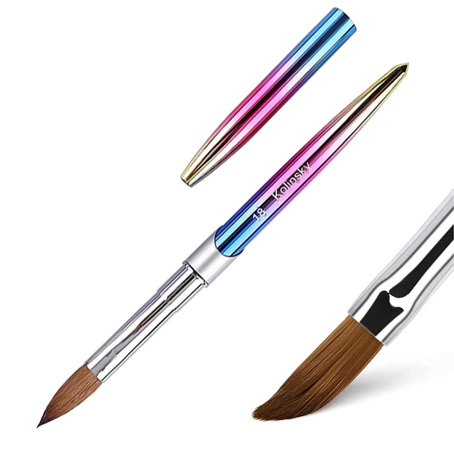 Wholesale Custom Pure Nail Art 100 Kolinsky Private Label Top Size 18 Acrylic Brush