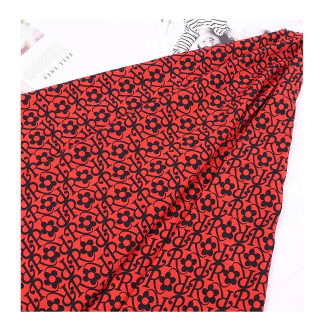 High quality black sunflower print shirt for women dress for children 100D four-sided elastic fabric
