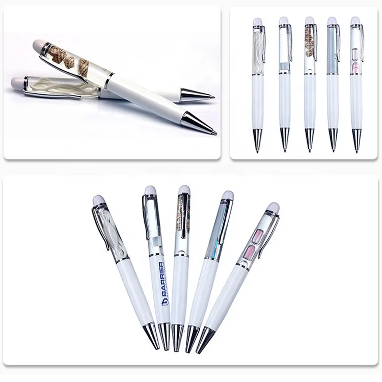 Popular metal floating twist ball Pen custom 3D shape floater inside floating liquid ballpoint pen for gift or promotion