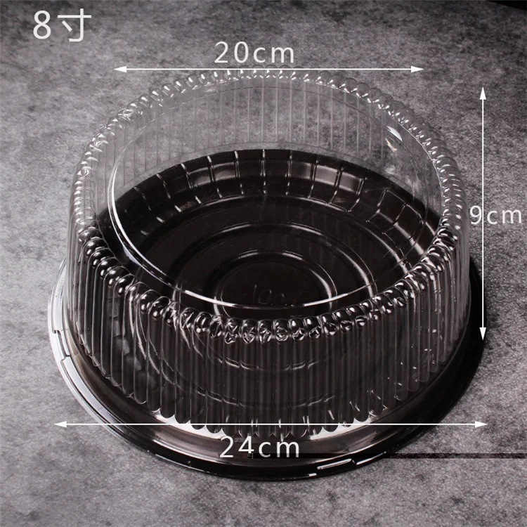 Hot sale Round clear Box catering tray  with lids Cheese Pastry Mousse bakery box for cake salad