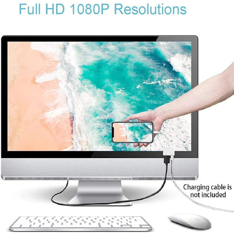  Адаптер Lighting Digital AV-HDTV HDMI-совместим с зарядным портом для IPhone Ipad