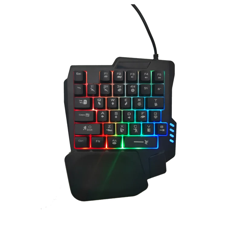 G93 Popular 35 keys one hand keyboard RGB 7 Color LED Light USB Wired Gaming Keyboard For Mobile Phones