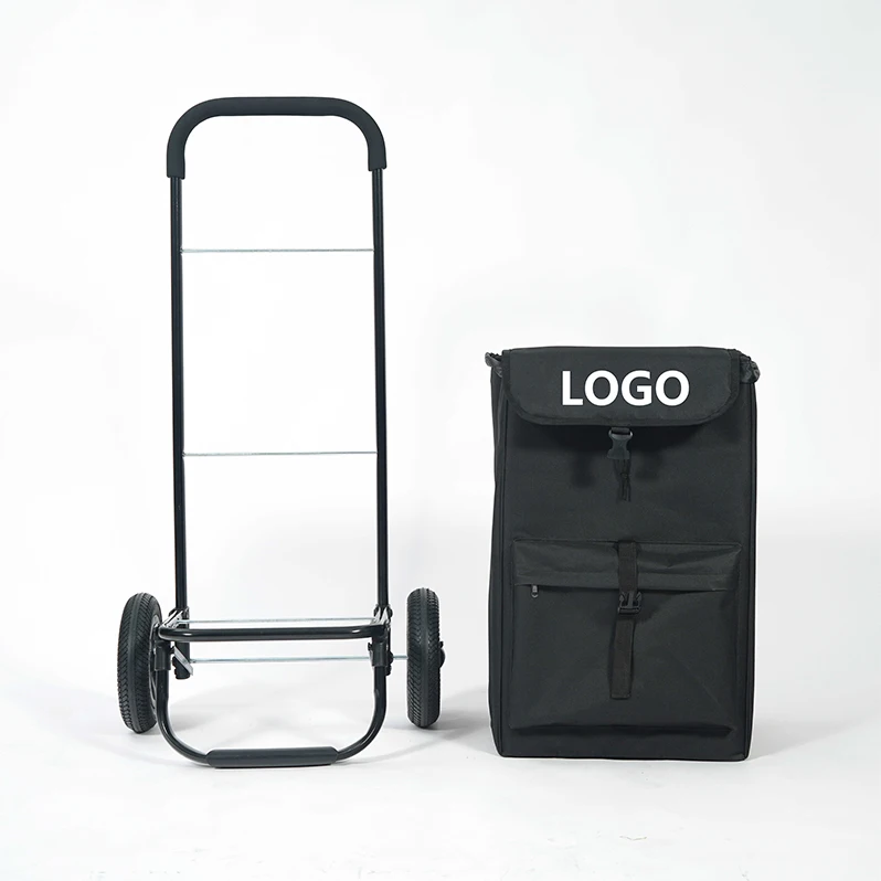 Custom Logo Portable Aluminium Travel Golf Carts Detachable Wheel Grocery Shopping Trolley Bag Supermarket Cart