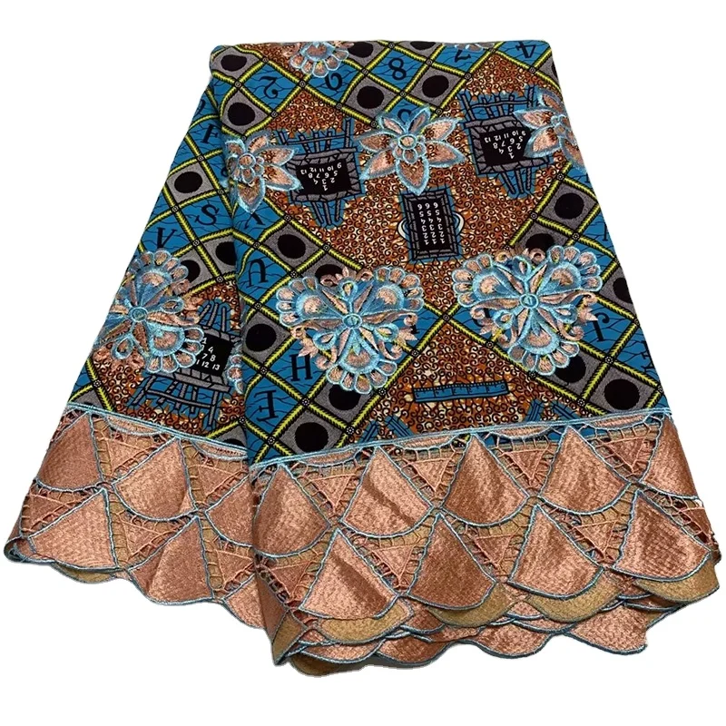 Cord Lace Cotton Wax Net Fabric 5 yards Nigerian Embroidered Mesh Guipure Voile Fabric