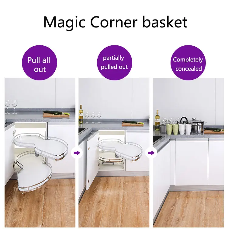 Kitchen Corner Pull Out Basket Swing Tray Drawer Sliding Basket Revolving Cabinet Storage Soft Close Basket