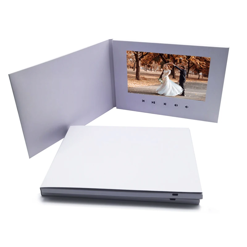 Customized  Creative 7 Inch  IPS Display  blank Video Brochure A5 Digital Greeting Card for wedding invitations