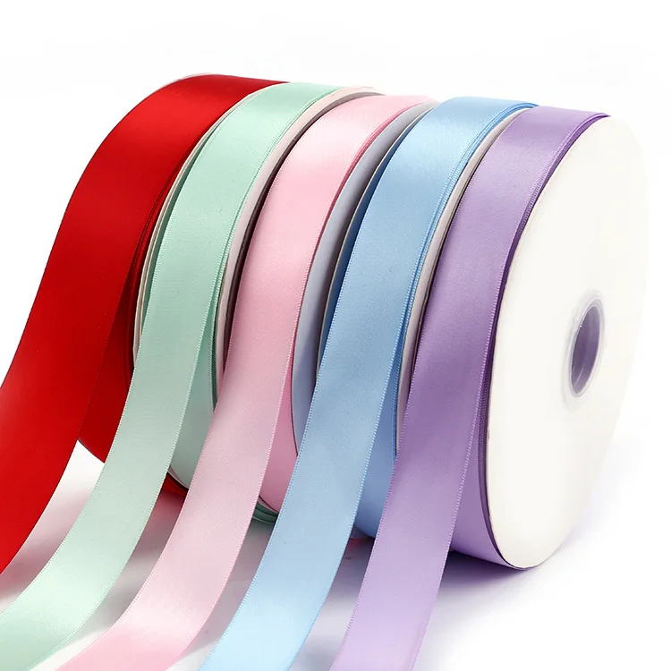 Stock 196 Colors 50Y 100Y Polyester Satin Ribbon Double Face for Gift Packaging