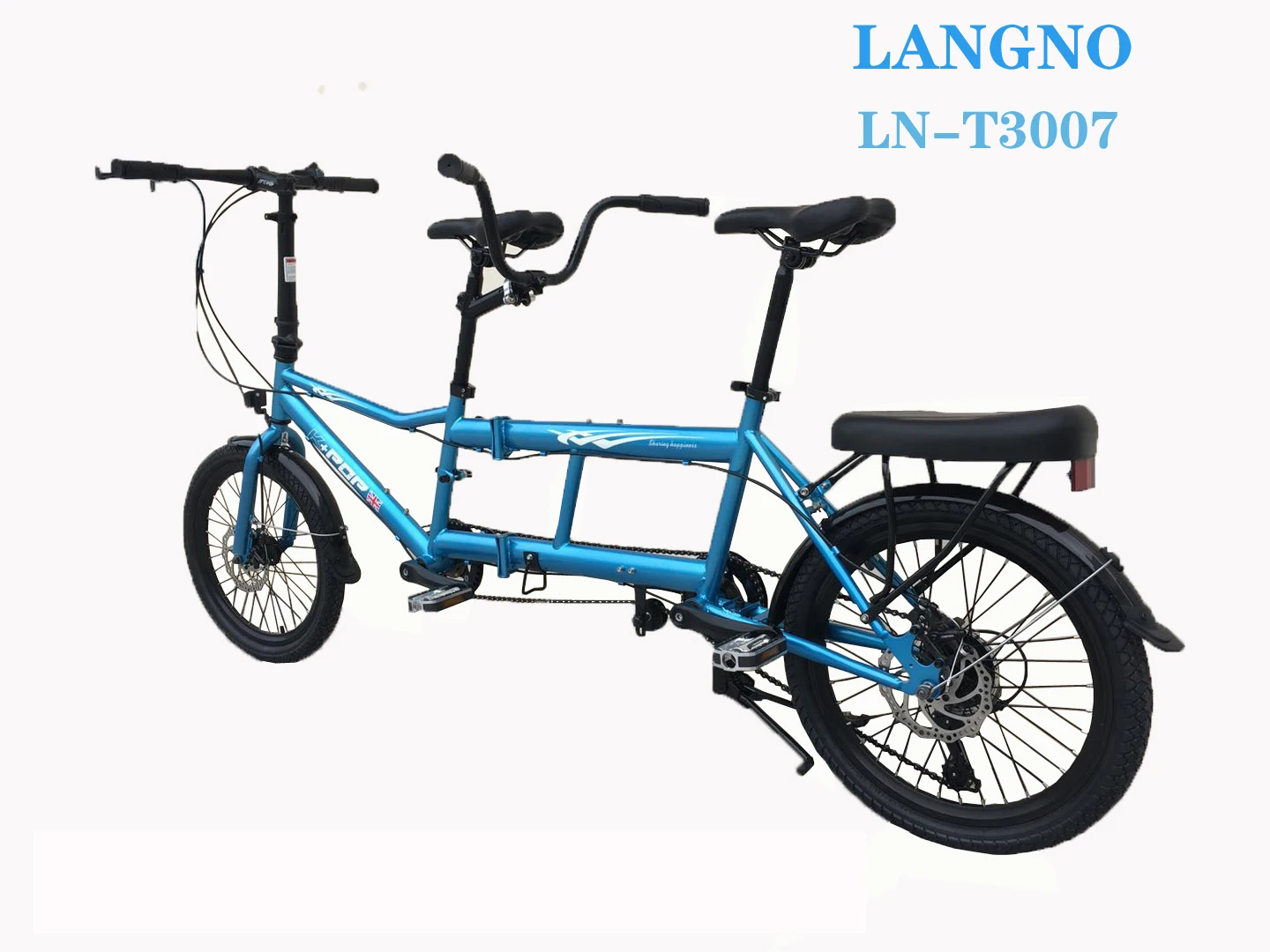 
20 Inch Double Folding Bike High carbon Steel Frame Family Bicycle Tandem bicycle 