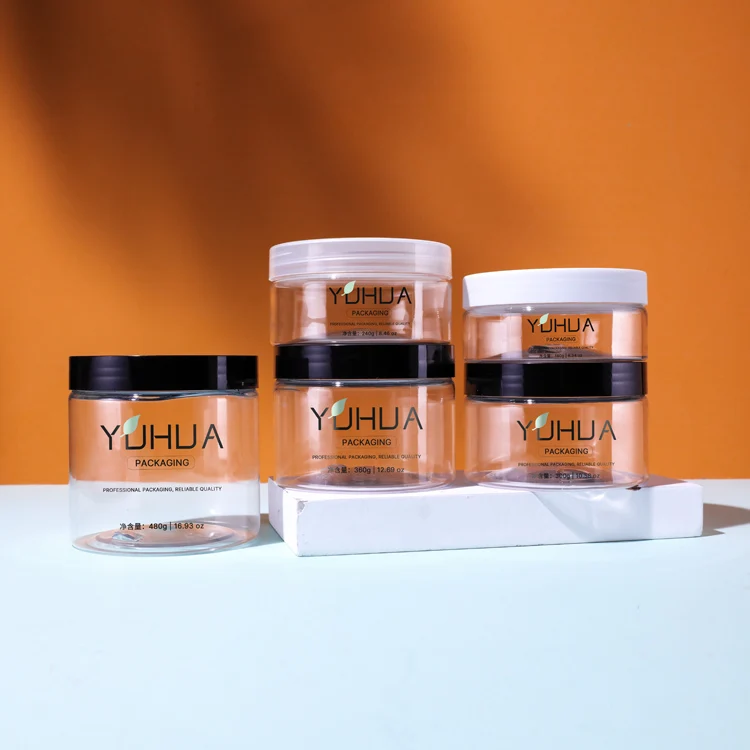China Factory Wholesale Skincare Cosmetic Cream Jar 360g Clear Cosmetic Cream Plastic Jars With Screw Top Lids