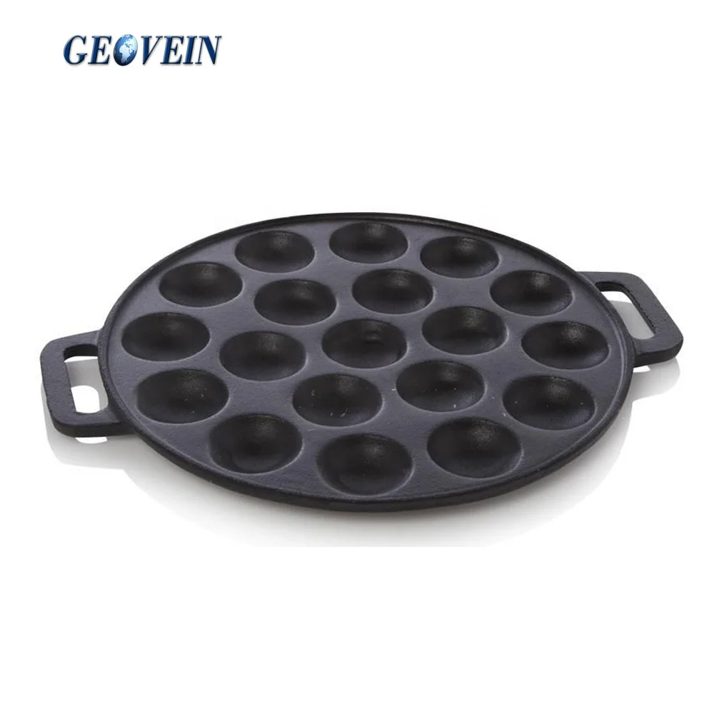 Round Cast Iron Mini Takoyaki Stick Pan Dutch Baby Pancake Pan