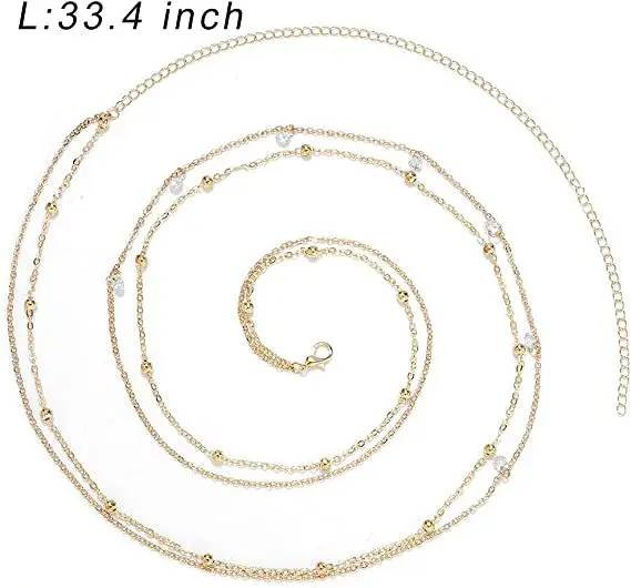 Statement Beaded Waist Chain Bohemian Style Gold Crystal Belly Chain Beach Body Jewelry Accessories Waist Jewelry