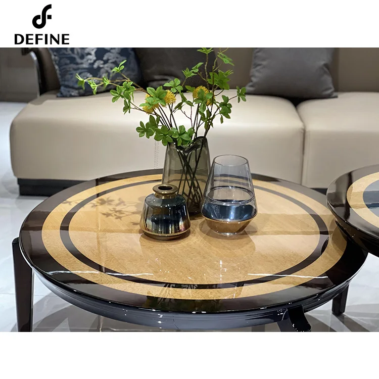 Italian Style High Gloss Plywood Wooden Coffee Table For Villa