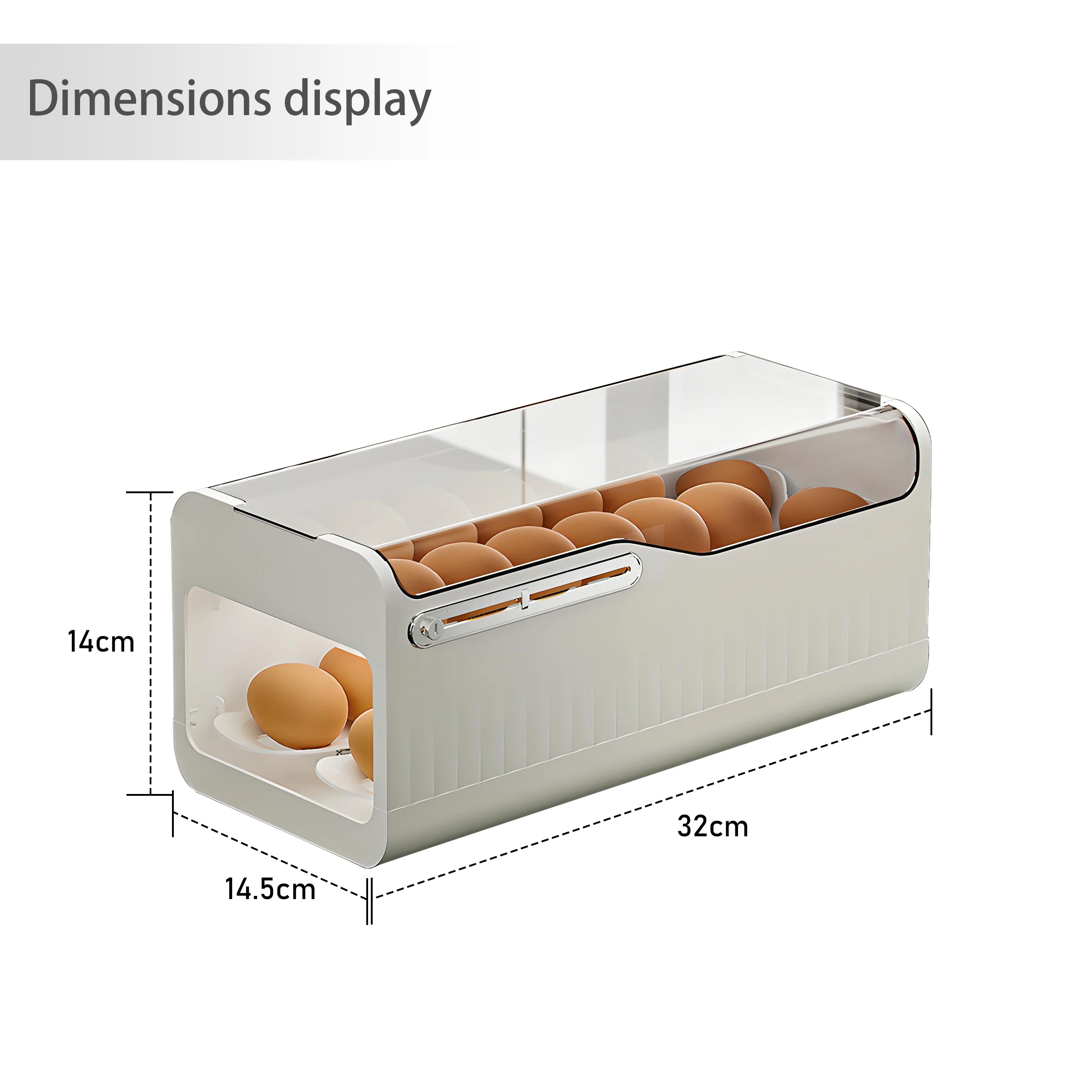 2 Tier Egg Dispenser for Refrigerator Roll Down 30 Eggs Holder Storage Box Containers