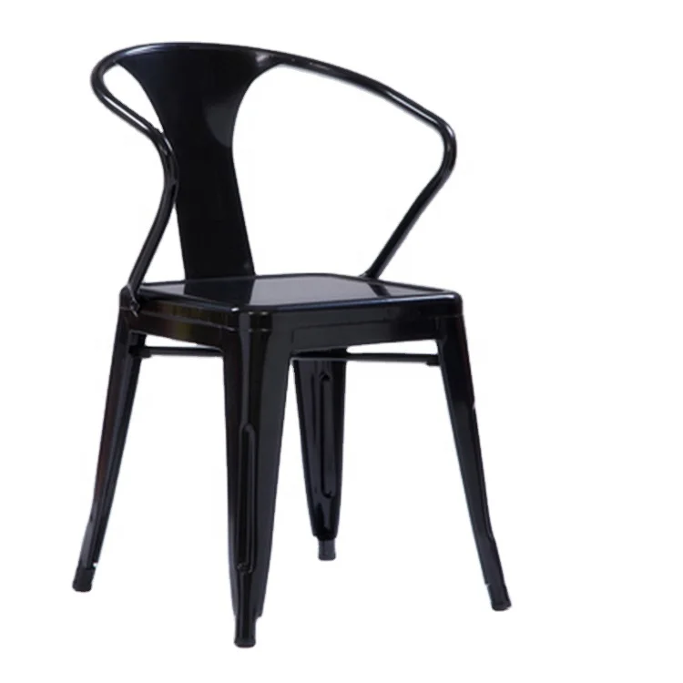Simple modern metal armrest chairs outdoor stainless steel chairs Metal frame dining chair