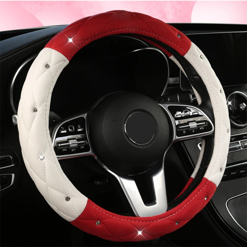 High-quality girly style multiple colors universal bling steering wheel cover set