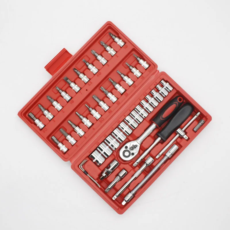46 pcs socket tool set for car motorcycle and bike home hand maintenance DR socket combination tool kit
