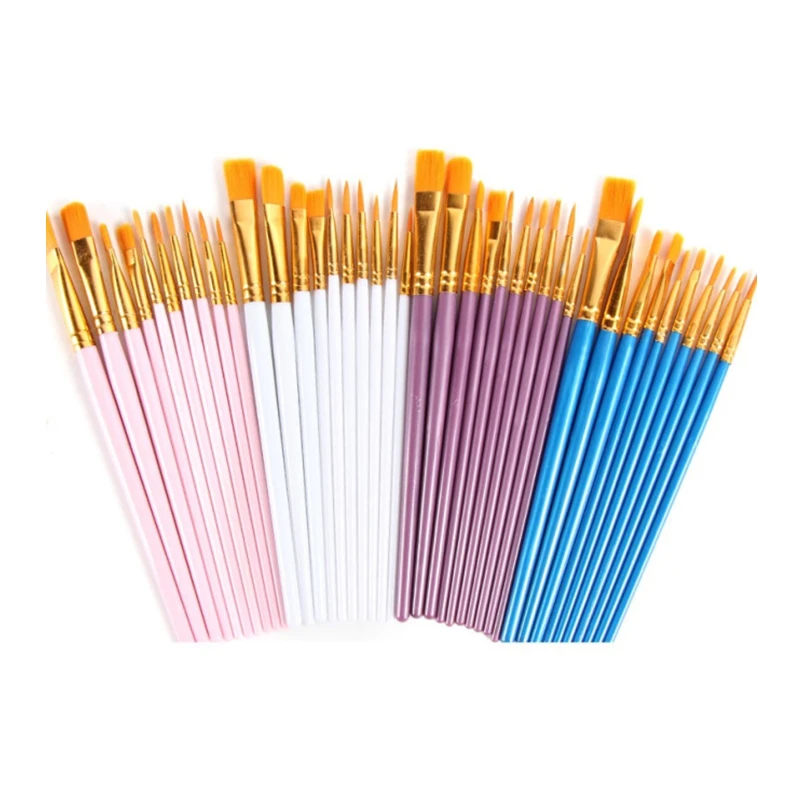 10pcs Painting Brush Set Nylon Acrylic Oil Watercolor Gouache Paint