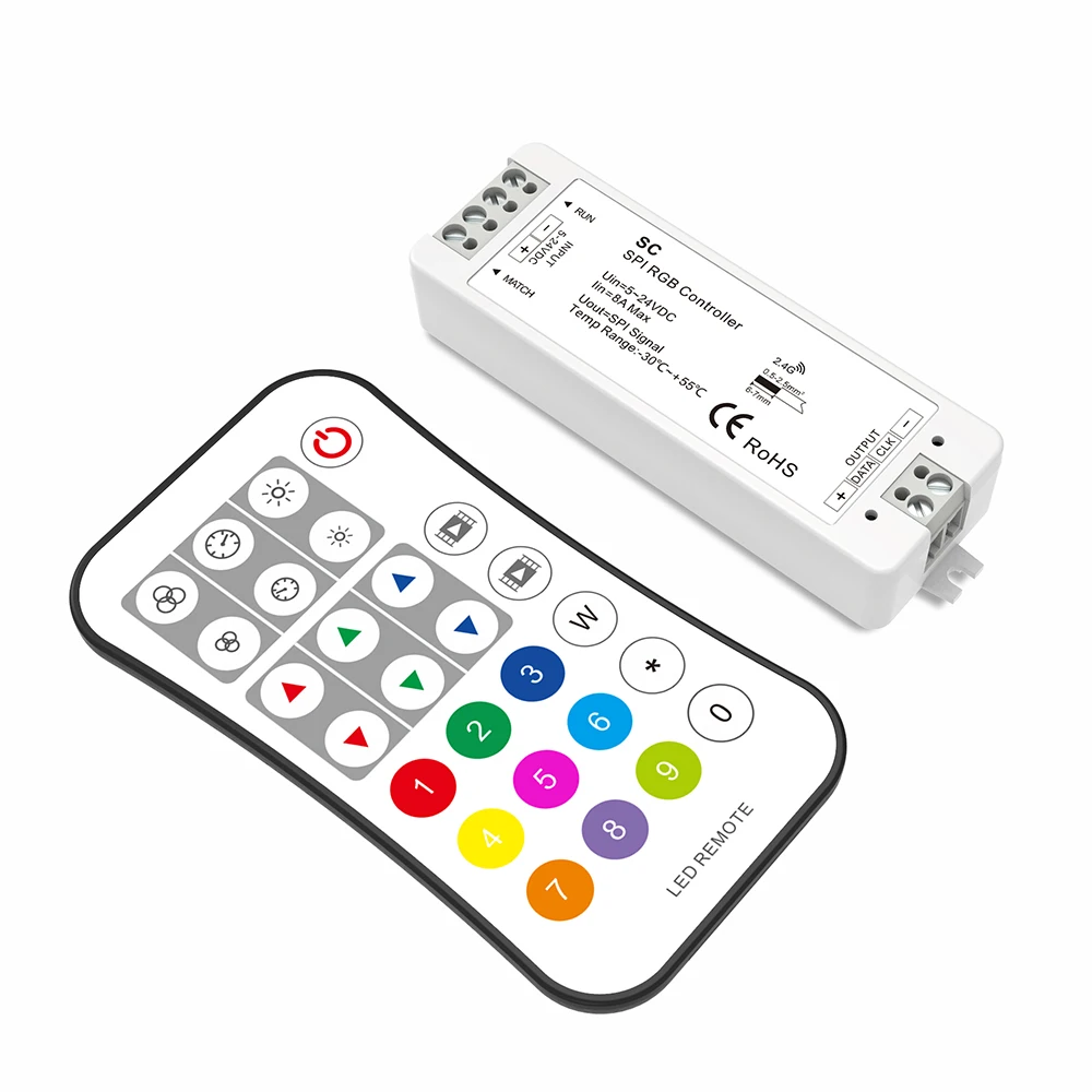 Skydance 5V 12V 24V RGB RGBW RF SPI led controller + Remote Control Pixel led dimmer for digital led strip WS2801 WS2813 WS2812