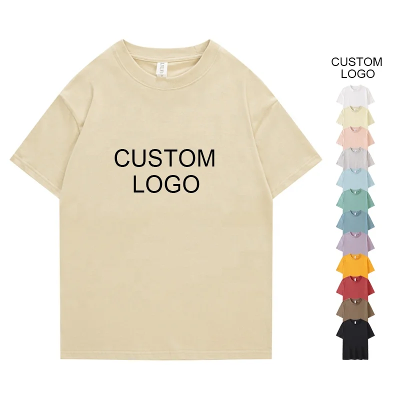 Wholesale 280g 100% Cotton unisex crewneck blank tshirts custom printing hip hop over size loose fit plain graphic t shirt