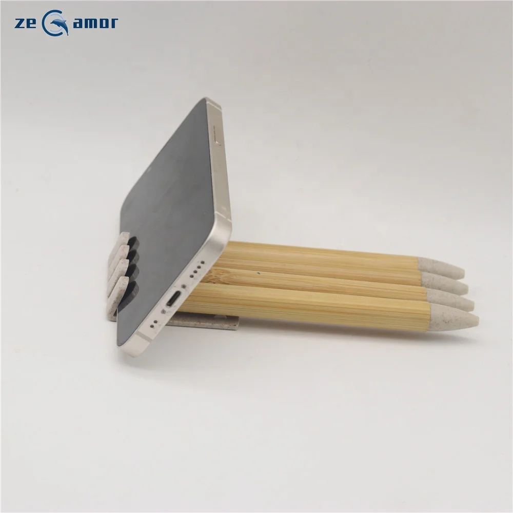 Zeamor lapiceros de bambo Multi Function Promo Gifts ECO Friendly Wheat Straw Clip Logo Custom Natural Bamboo Pen With Phone Hol