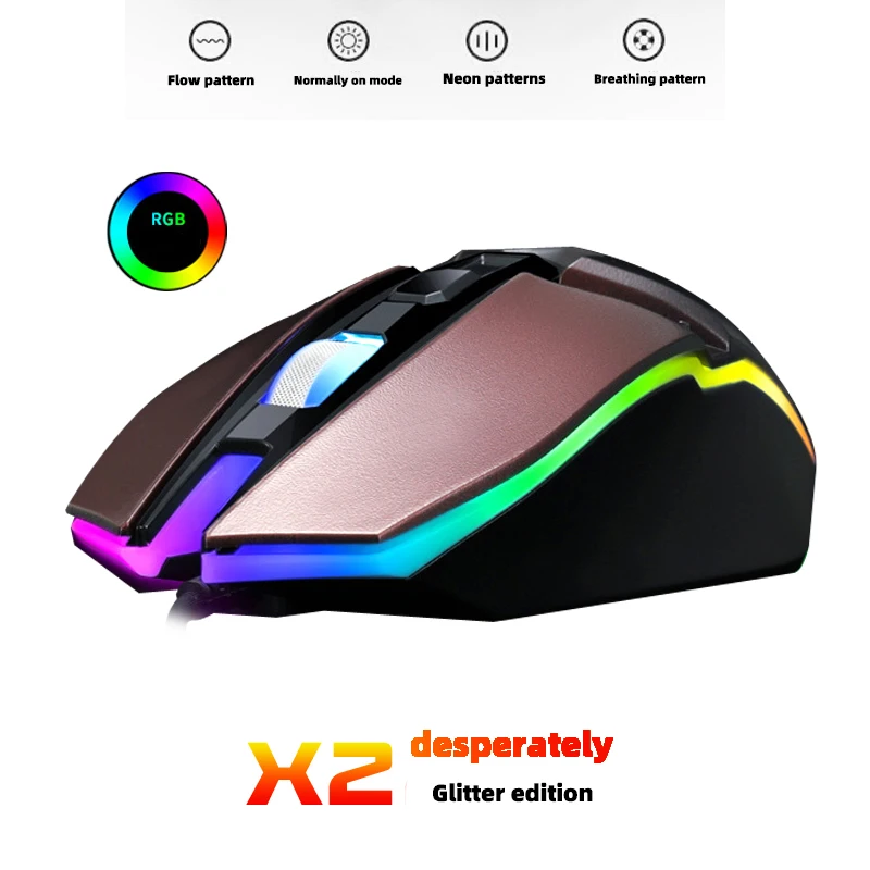 Professional Wired game mouse 2400 DPI RGB Light USB computer Mouse Game mouse for PC laptop players