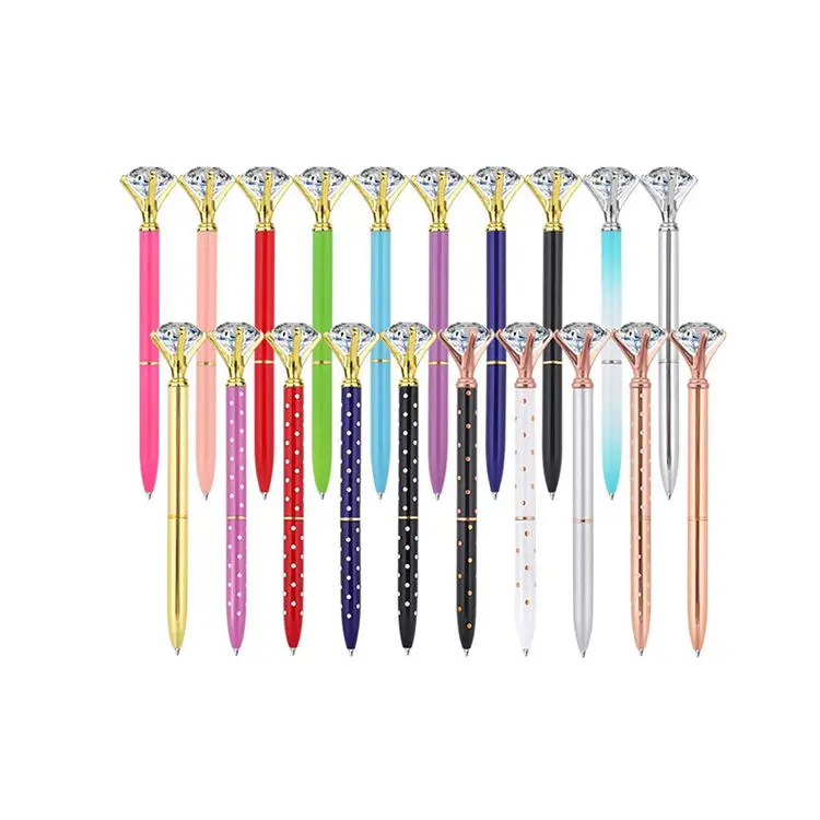 New design Promotion Gift Colorful Big Diamond Metal Ballpoint Crystal Pen for students