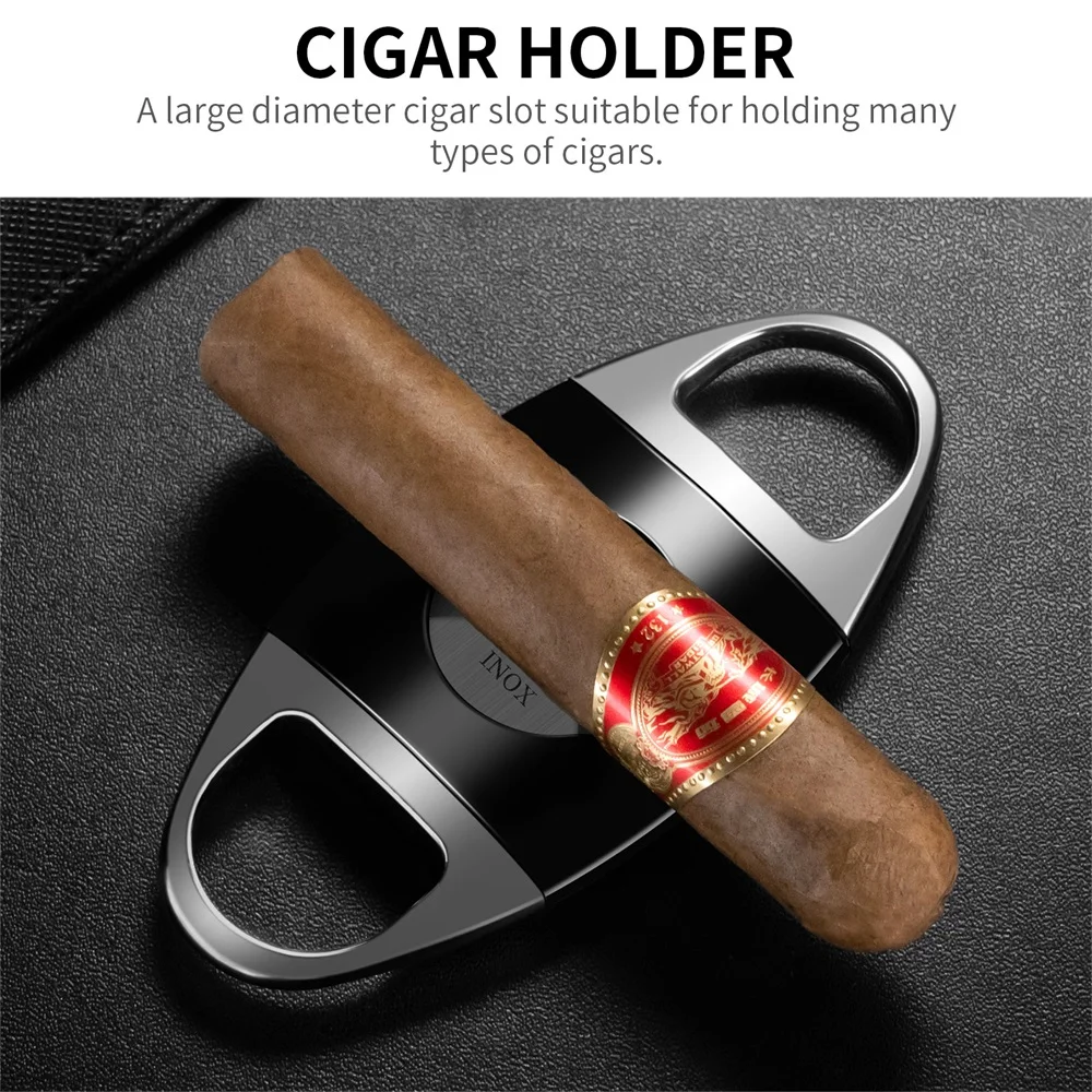 Elegant Travel Portable Cigar Scissors Knife Cutter Basic Metal Sharp Blade Cigar Cutter With Holder