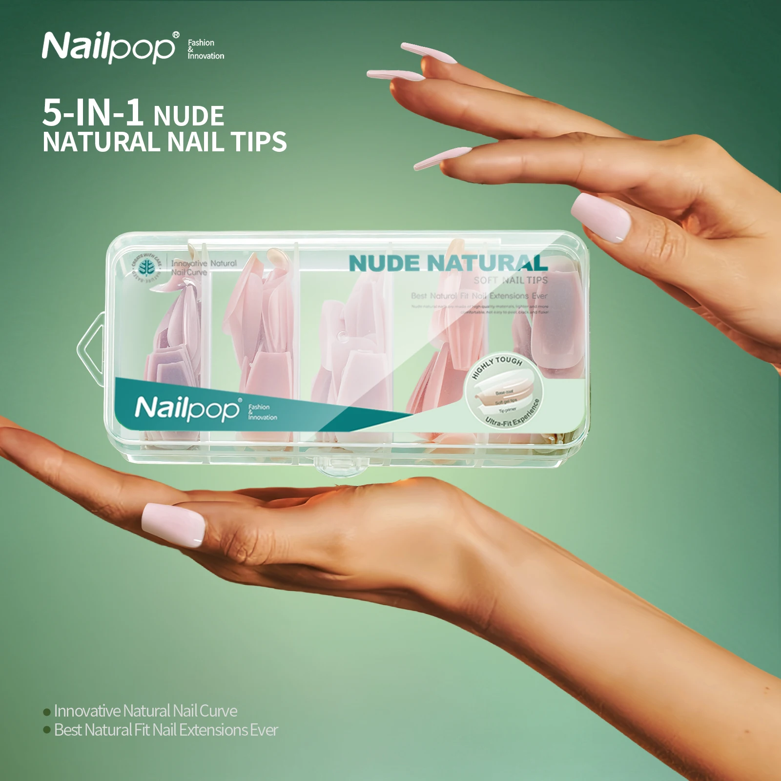 Nailpop 3-в-1 ультра-Fit ABS 140 шт. индивидуальный дизайн гель для наращивания ногтей частная этикетка Nude натуральные мягкие искусственные ногти Горячие