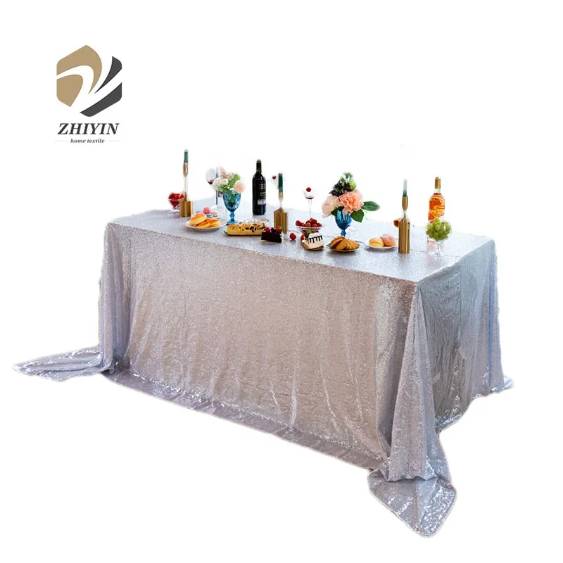 Sequin Mesh Embroidery Polyester Party Wedding Tablecloth