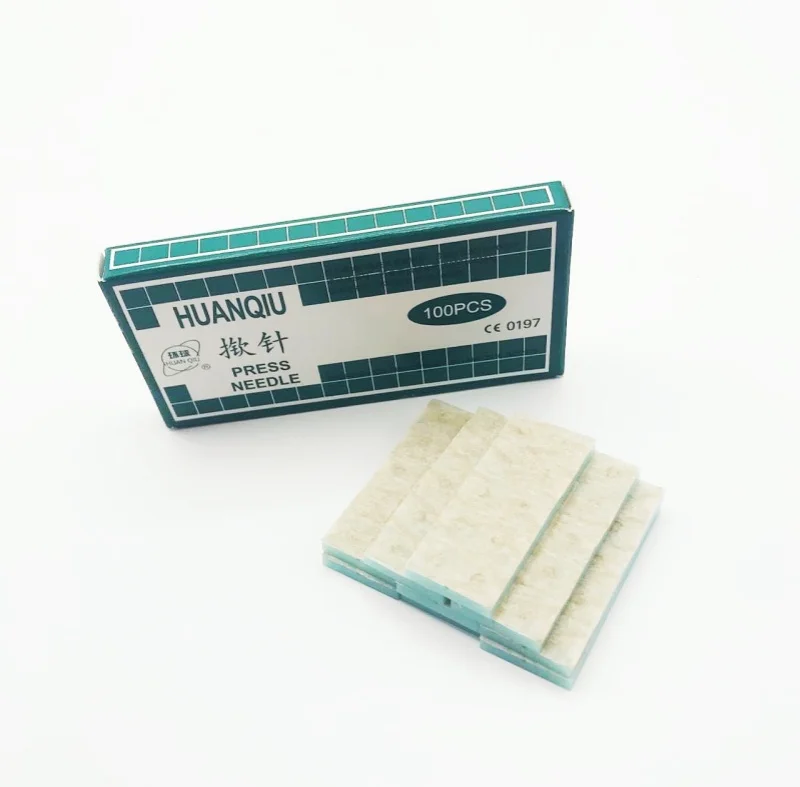 100Pcs Huanqiu Disposable Sterile Press Needles 0.25x1.3/0.22x1.5mm for Ear Acupuncture Body Safety Single Use