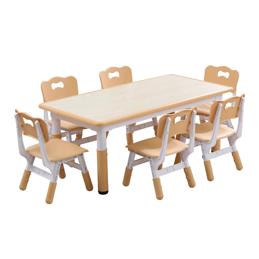 Kids Table And Chair Set Height-Adjustable School Study Desk with 4 Seat Toddler Table And Chair Set for Girls & Boys Age 2-10