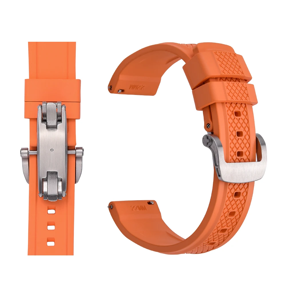 JUELONG индивидуальный логотип быстрый выпуск FKM резиновый ремешок для часов 20 мм 22 мм дайвинг часы браслет с пряжкой бабочка