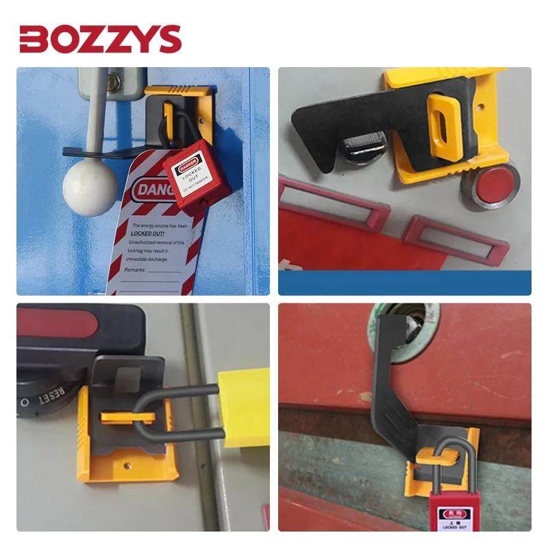 Industrial Electrical Button Switch Lockout Device With Adhesive and Mounting Screws Suitable for Distribution Cabinet